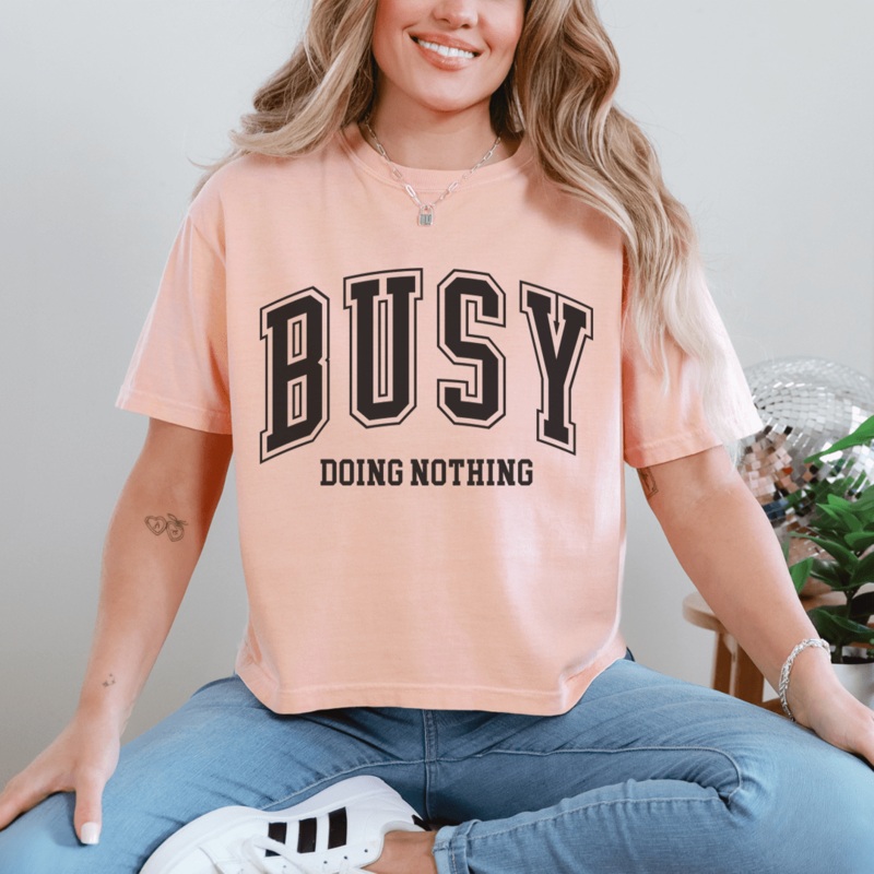 Busy Doing Nothing Tee Heather Prism Peach S
