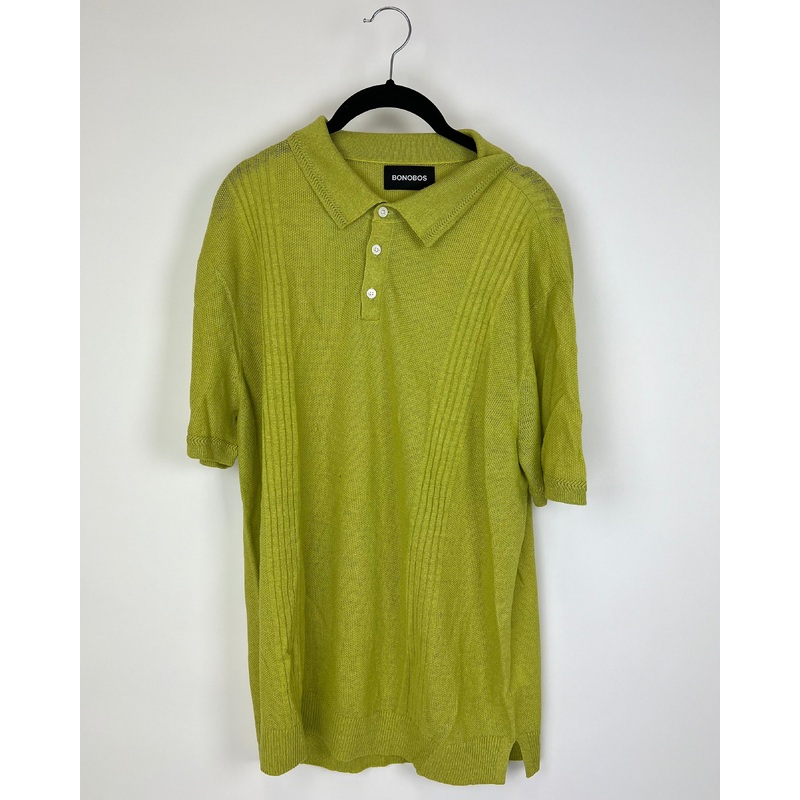 MENS Yellow Green Short Sleeve Polo – Medium