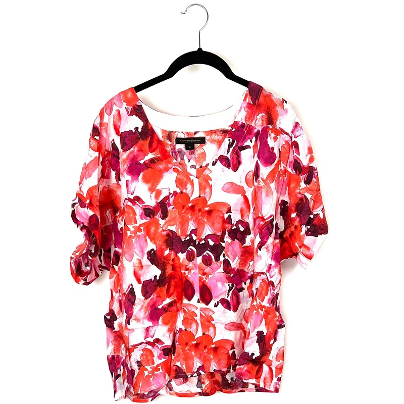 Pink And Red Floral Pajama Shorts Set – Small