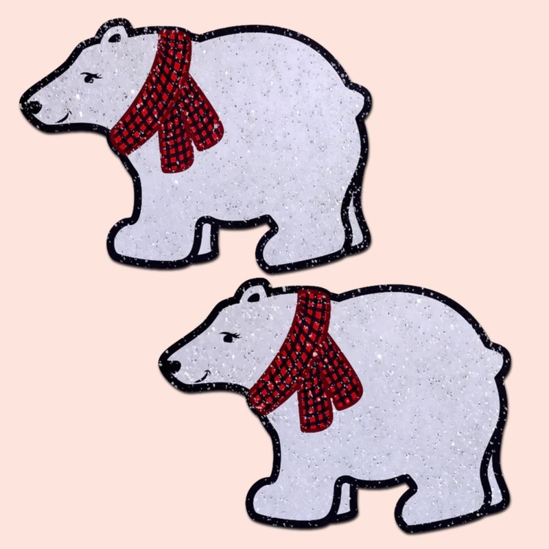 Polar Bear with Scarf Sparkling Nipple Pasties by Pastease