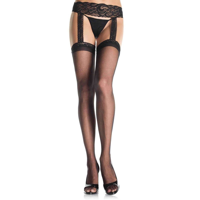 Sheer Thigh Highs – Queen Size – Black