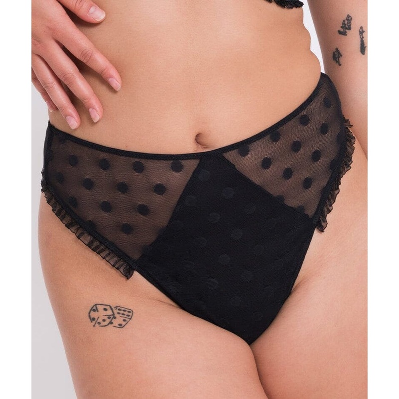 Curvy Kate Frill Me High Waist Thong – Black/Pink 14