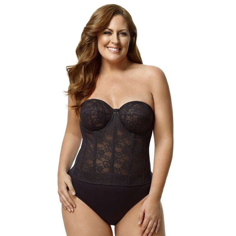 Elila Underwired Lace Strapless Longline Bra – Black 34B Black
