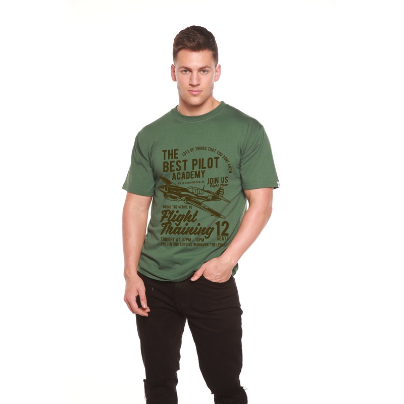 Flight Training Men’s Bamboo Viscose/Organic Cotton Short Sleeve Graphic T-Shirt Medium Black