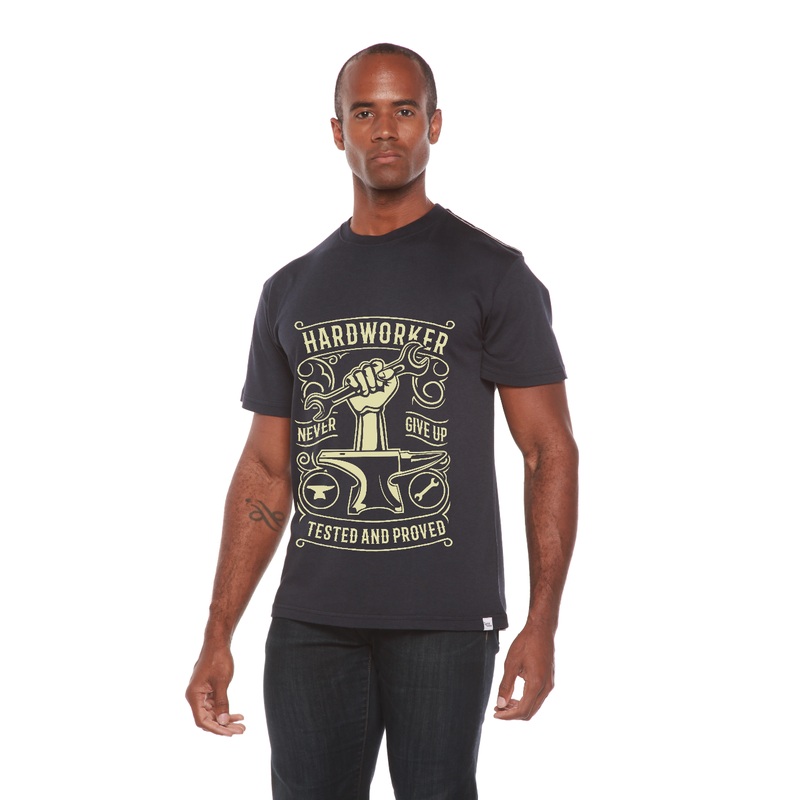 Hard Worker Men’s Bamboo Viscose/Organic Cotton Short Sleeve Graphic T-Shirt Medium Black