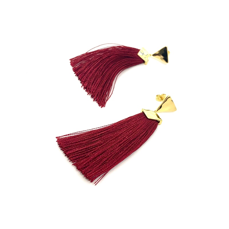 Maroon Tassel Earrings