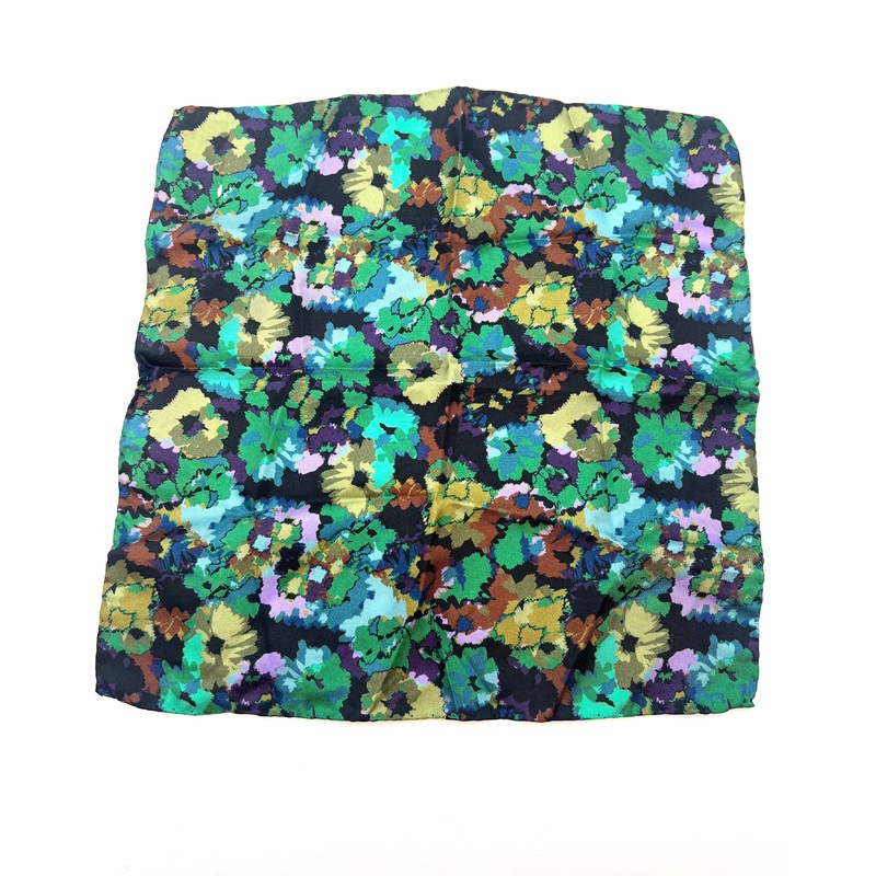MENS Green Watercolor Flower Pocket Square
