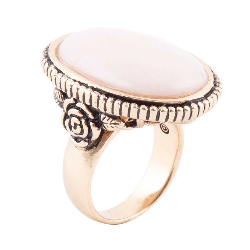 Rosie Pink Opal and Golden Bronze Ring 7