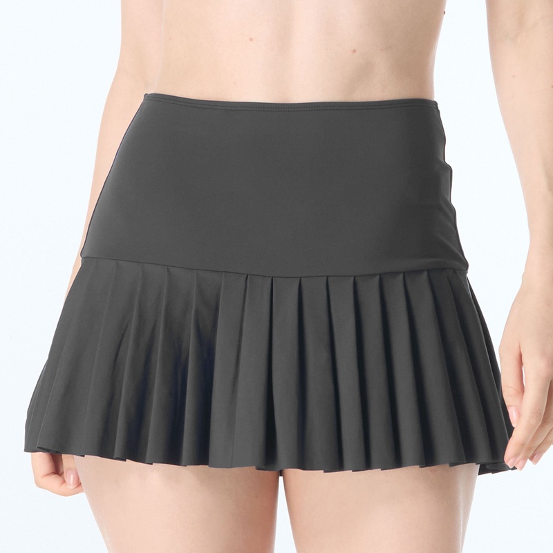 Stephanie Pleated Swim Skort – H58139 – Black BLACK 08