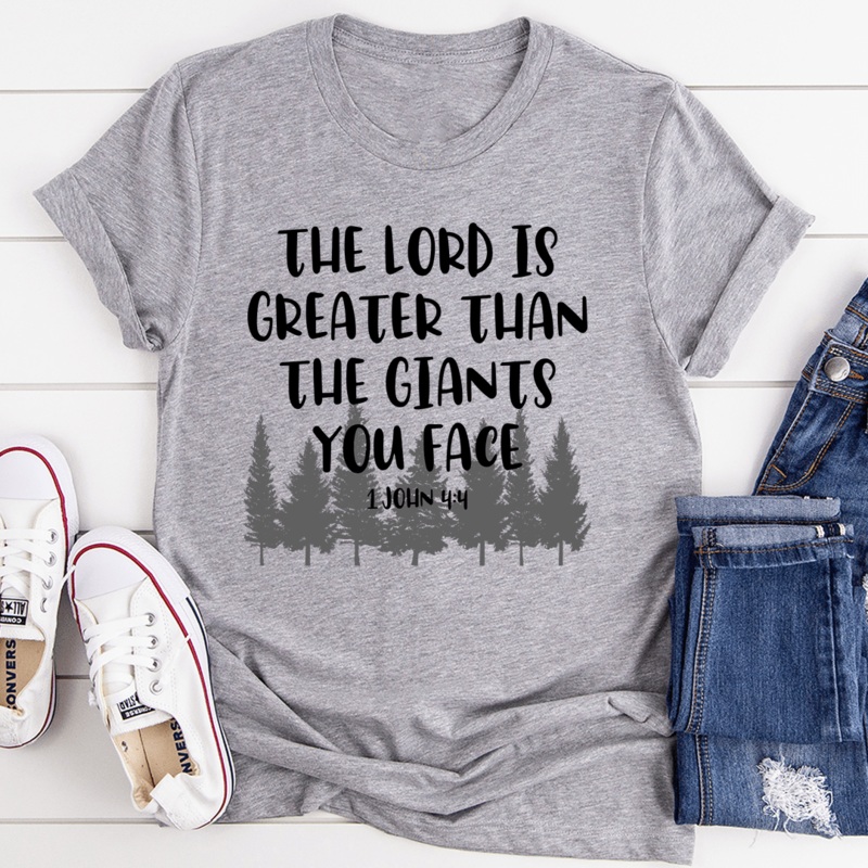 The Lord Is Greater Than The Giants You Face Tee Athletic Heather S
