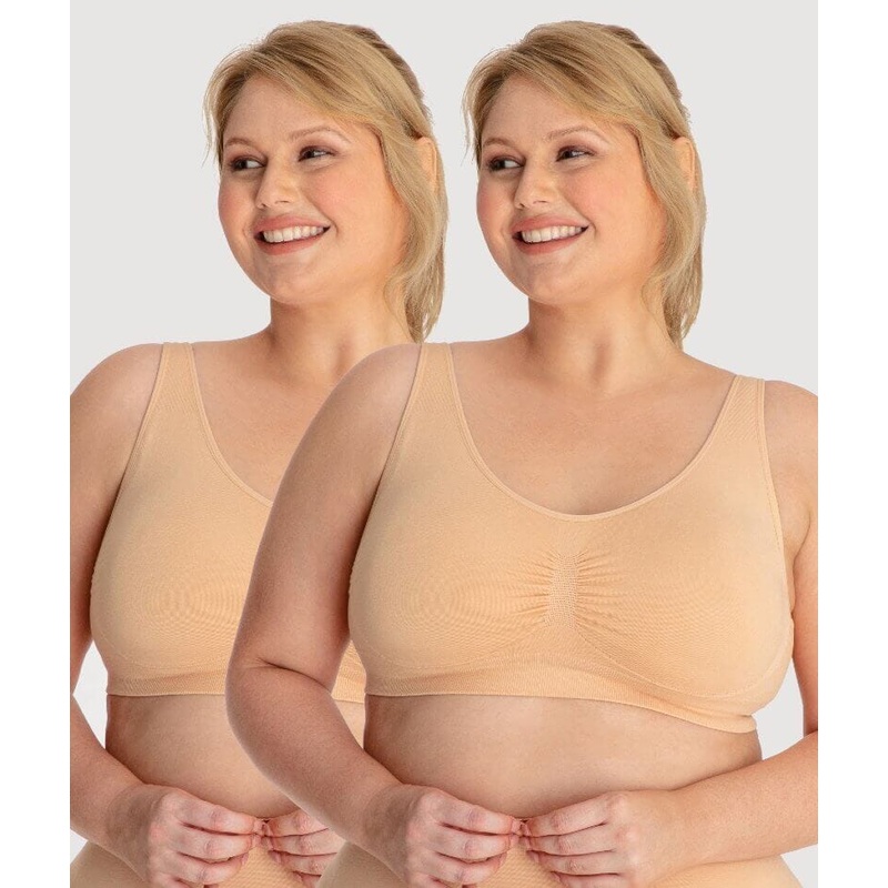 Underbliss Seamless Bamboo Blend Comfort Wire-Free Bra 2 Pack – Frappe S