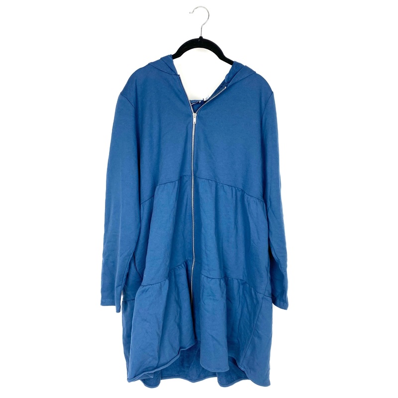 Blue Oversized Zip Sweater – Small/Medium
