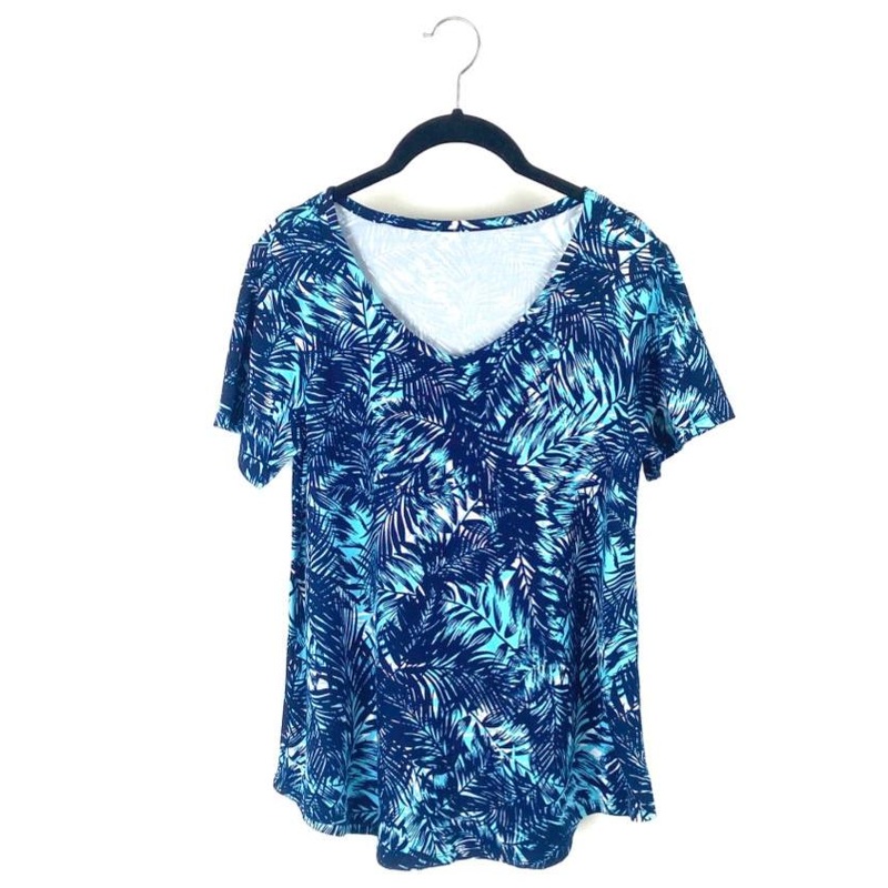 Blue Palm Tree Short Sleeve Top – Small