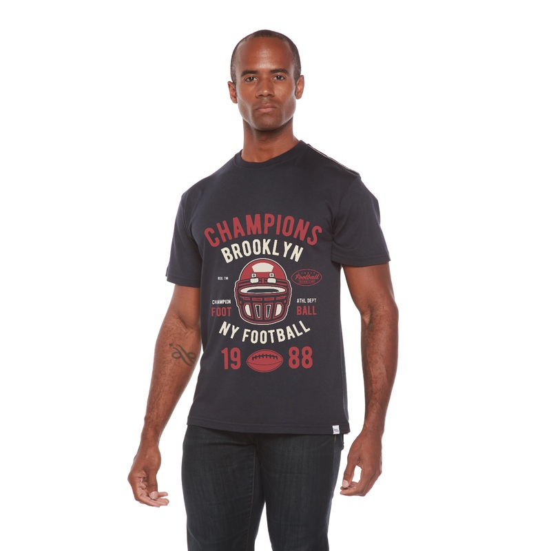 Champions Brooklyn Men’s Bamboo Viscose/Organic Cotton Short Sleeve Graphic T-Shirt Medium Black