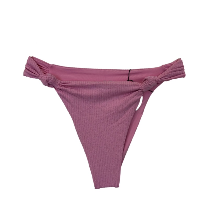 Pink Metallic Knotted Cheeky Bikini Bottom – XS, S, L, XL, XXL Small (Size 0/2)