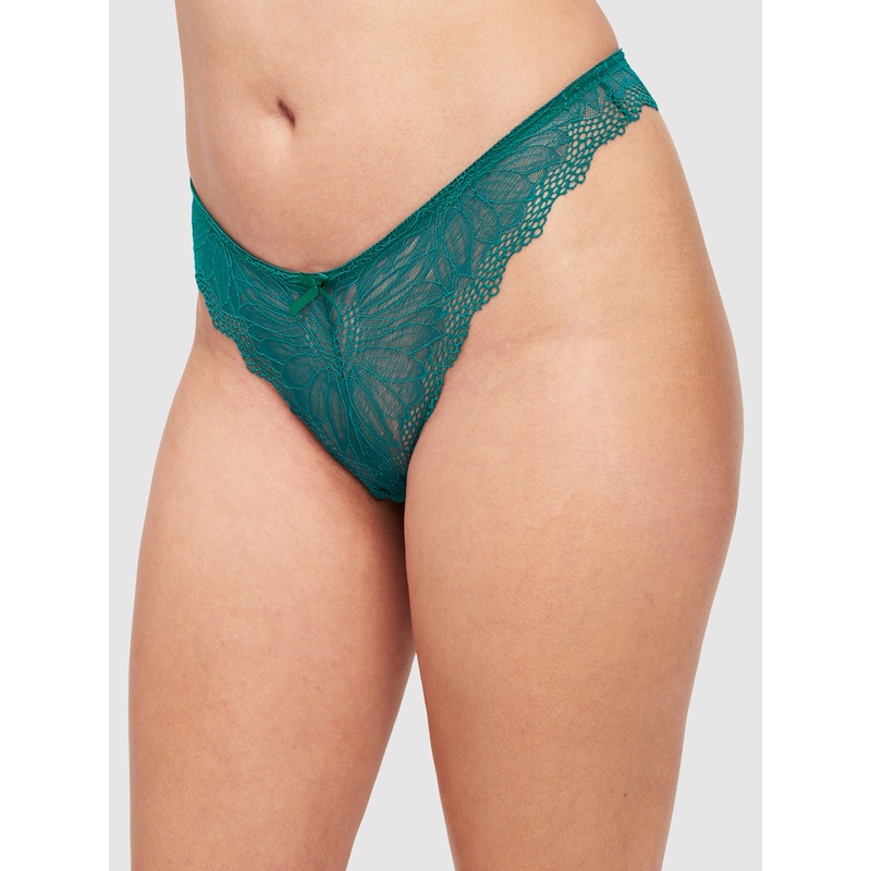 Saffron Floral Lace Thong Shaded Spruce S
