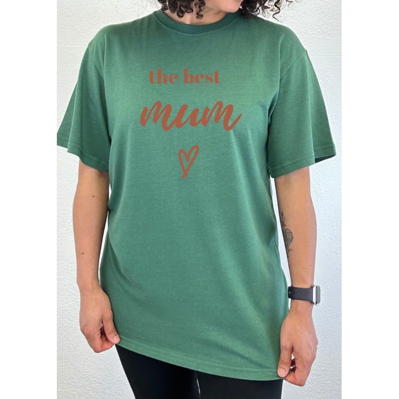 The Best Mum Unisex Bamboo Viscose/Organic Cotton Short Sleeve Graphic T-Shirt Medium Black