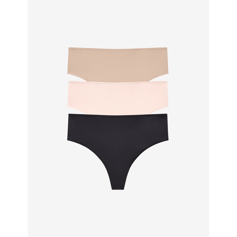 24/7 Classic High Waist Thong – 3 Pack taupe-softpink-black XS