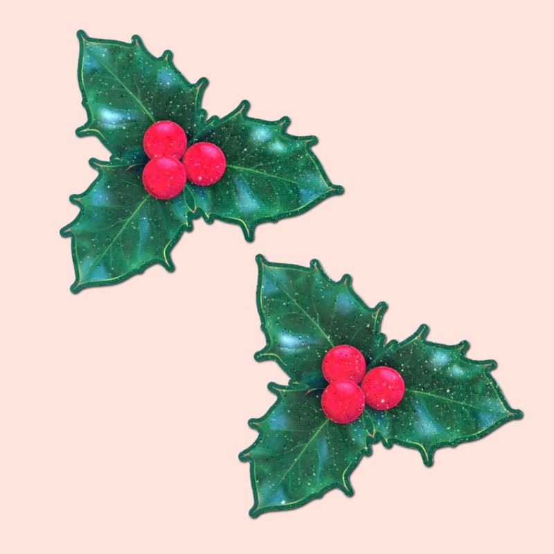 Christmas Winter Holly with Red Berries Nipple Pasties by Pastease