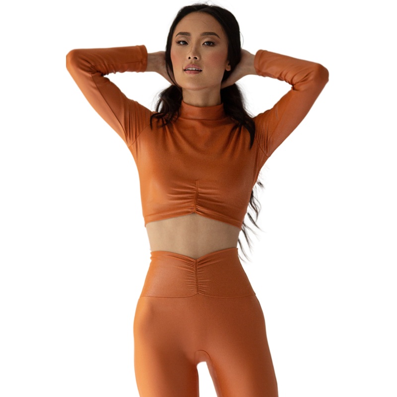 HOLLY PUMPKIN Scrunch Activewear Top XS