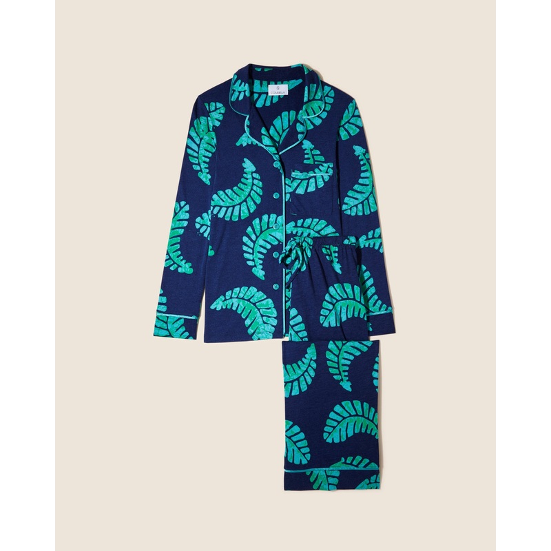 Pigiama Petite Con Top A Maniche Lunghe E Pantaloni Leaf/Bright Teal PS