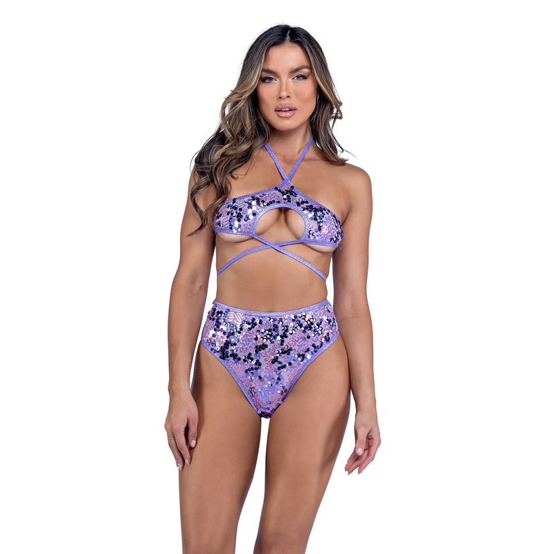 ShimmerLuxe Keyhole Tie Top Small Lavender
