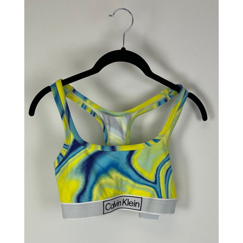 Yellow And Blue Marble Print Bralette – Small