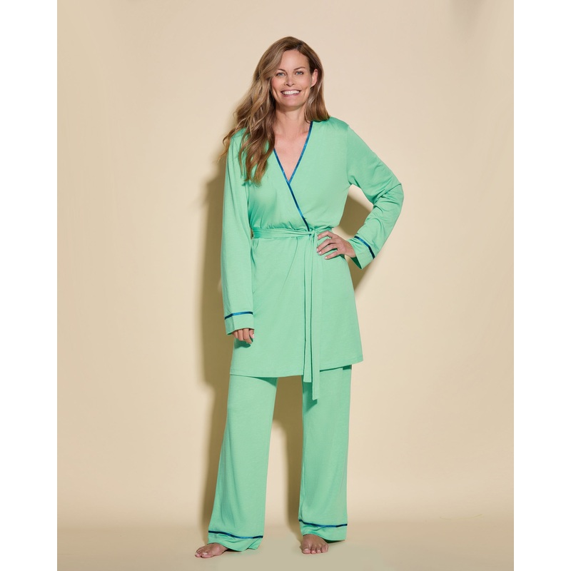 3-Teiliges Pyjama-Set Mit Bademantel Ghana Green/Udaipur Blue XS