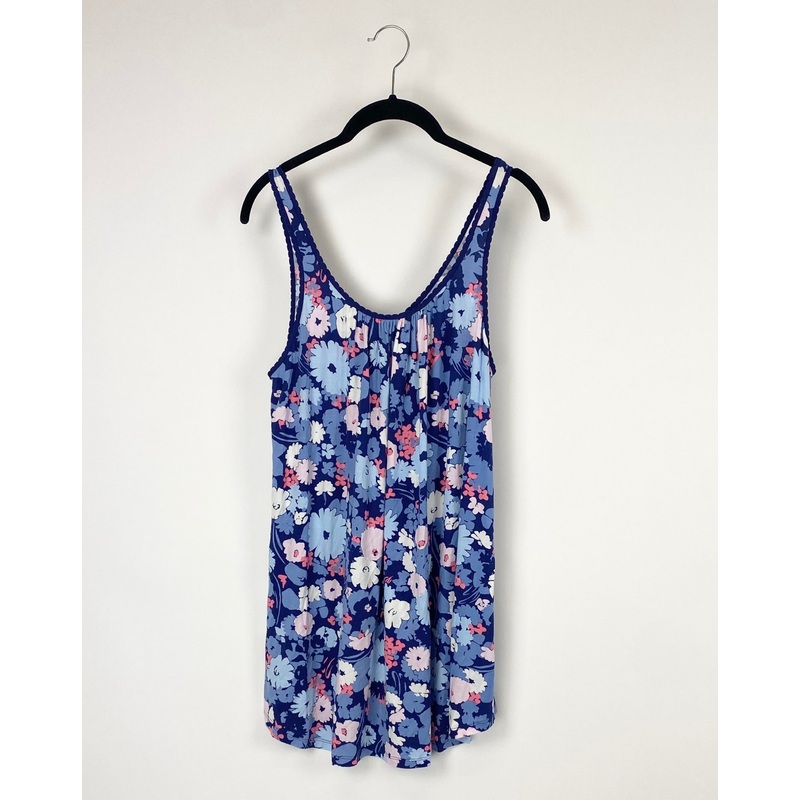 Blue Floral Pajama Tank Top – Small