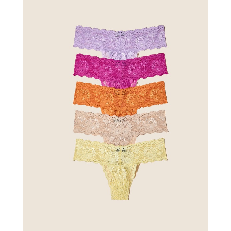Cutie Lr Thong 5 Pack Icy Violet Cape Fuchsia Garcinia Camel Mignonette One Size