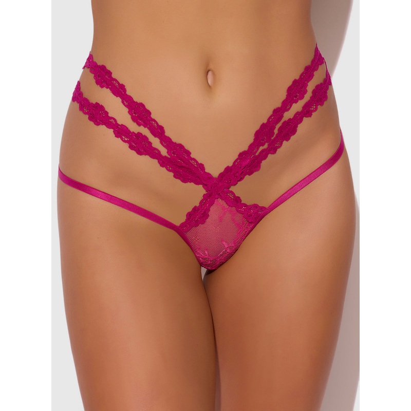 Pia Lace Strappy Backless Panty Purple/Fuchsia S