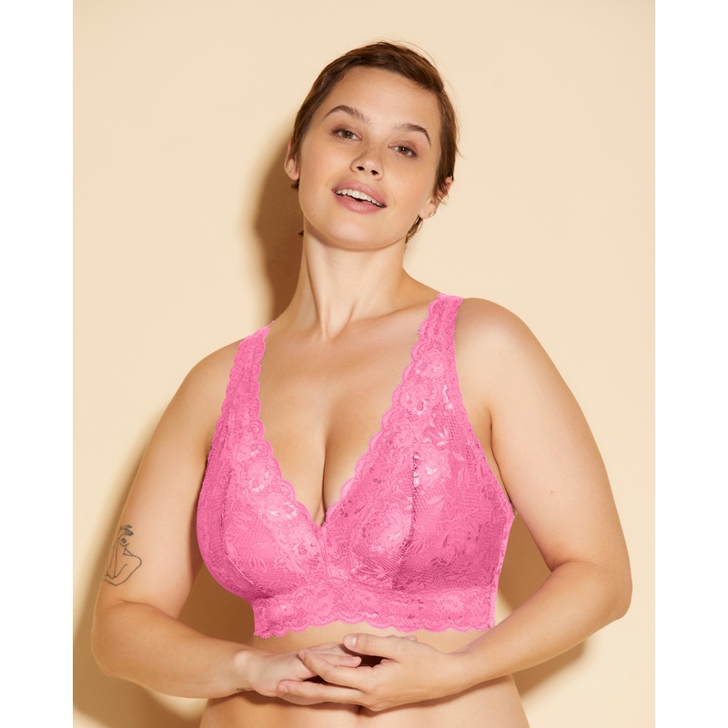 Super Curvy Plungie Longline Bralette Rani Pink XS