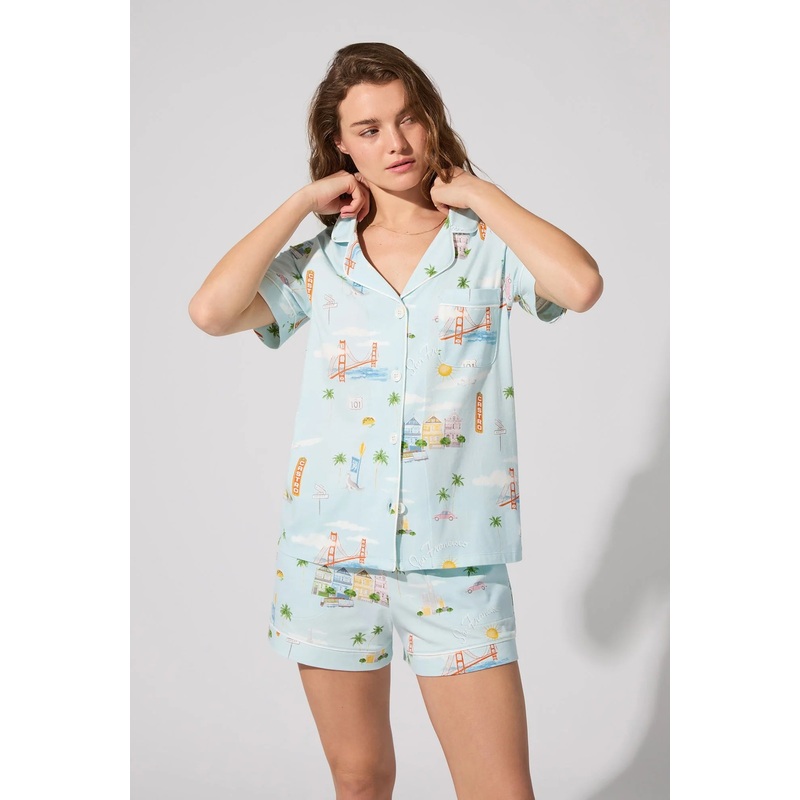 Bedhead Shortsleeve Shorty PJ Set City by the Bay XSmall City by the Bay
