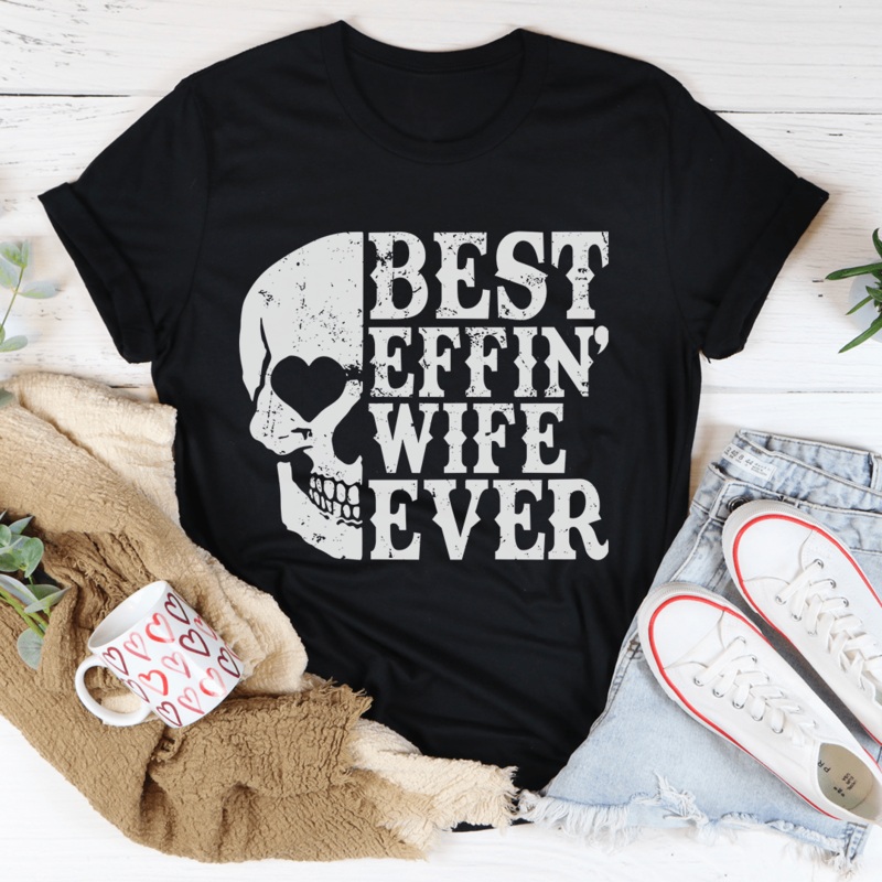 Best Wife Ever Skull Tee Black Heather S