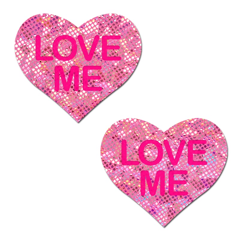 Love: Disco Pink Heart with ‘Love Me’ Nipple Pasties by Pastease o/s Pink