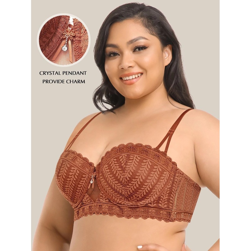 Stunning Strapless Bra with Delicate Embroidery Caramel 34B/75B
