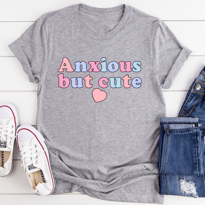 Anxious But Cute Tee Athletic Heather S
