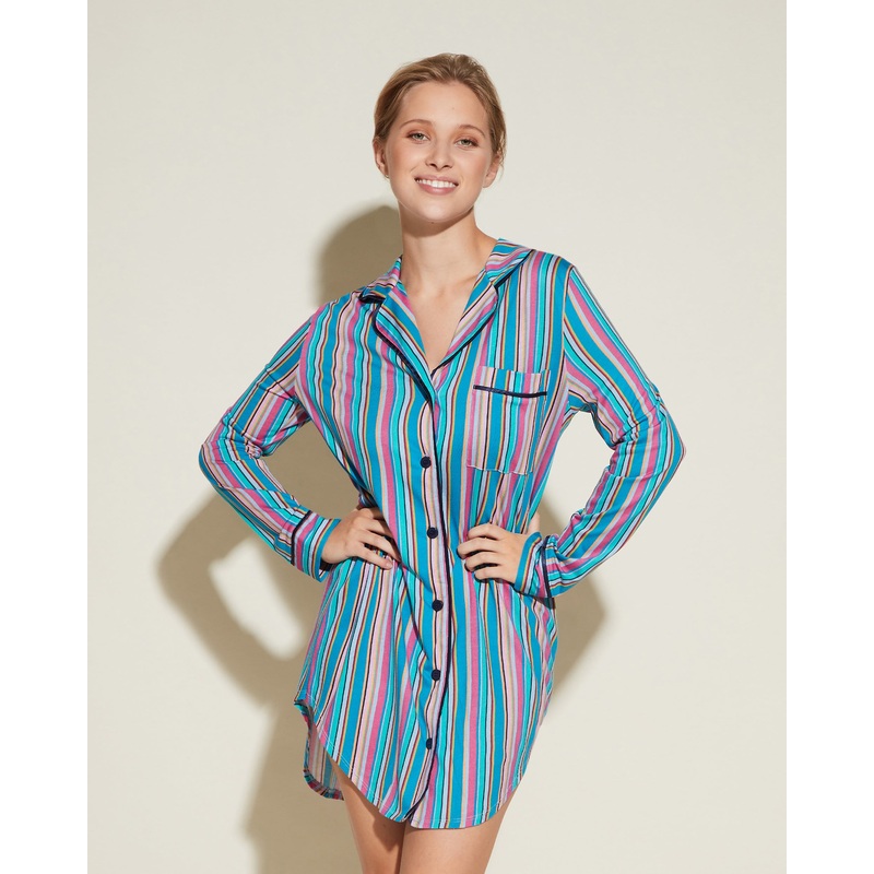 Bedrucktes Nachthemd Bold Stripe XS