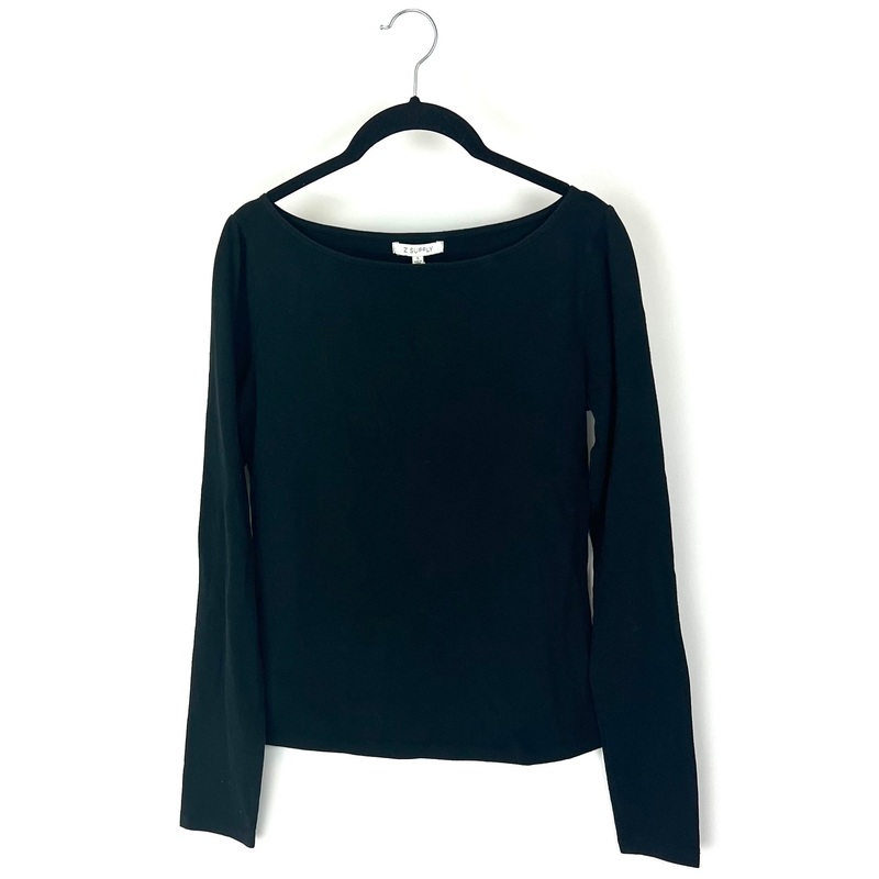 Black Boat Neckline Long Sleeve – Small