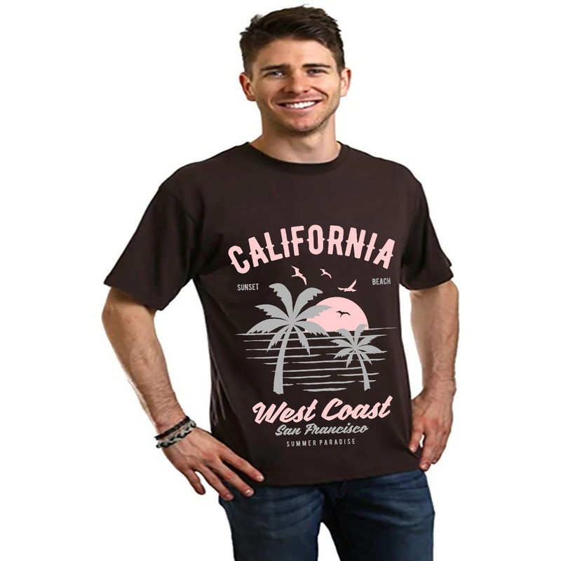 California West Coast Men’s Bamboo Viscose/Organic Cotton Short Sleeve Graphic T-Shirt Medium Black