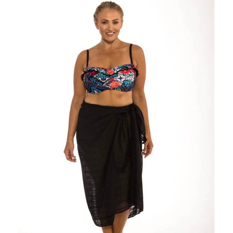 Capriosca Beach Cover Up Sarong – Black OS