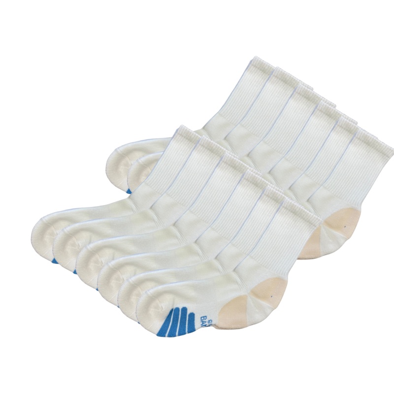 High Performance Crew Bamboo Viscose Socks Unisex White Color – 12-pack Medium