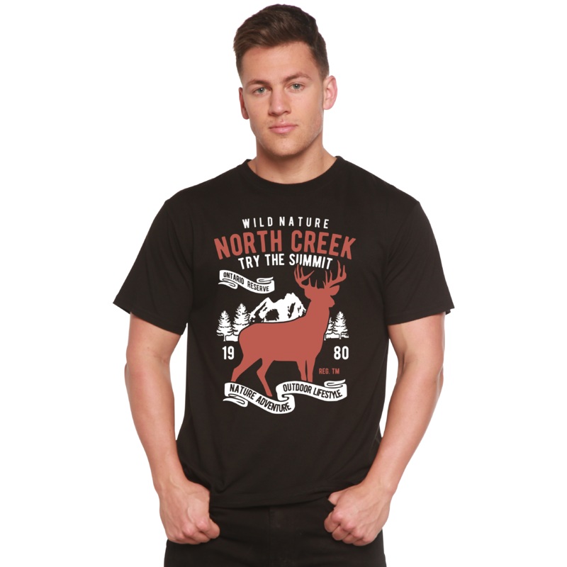 North Creek Spun Bamboo Men’s Bamboo Viscose/Organic Cotton Short Sleeve Graphic T-Shirt Medium Black
