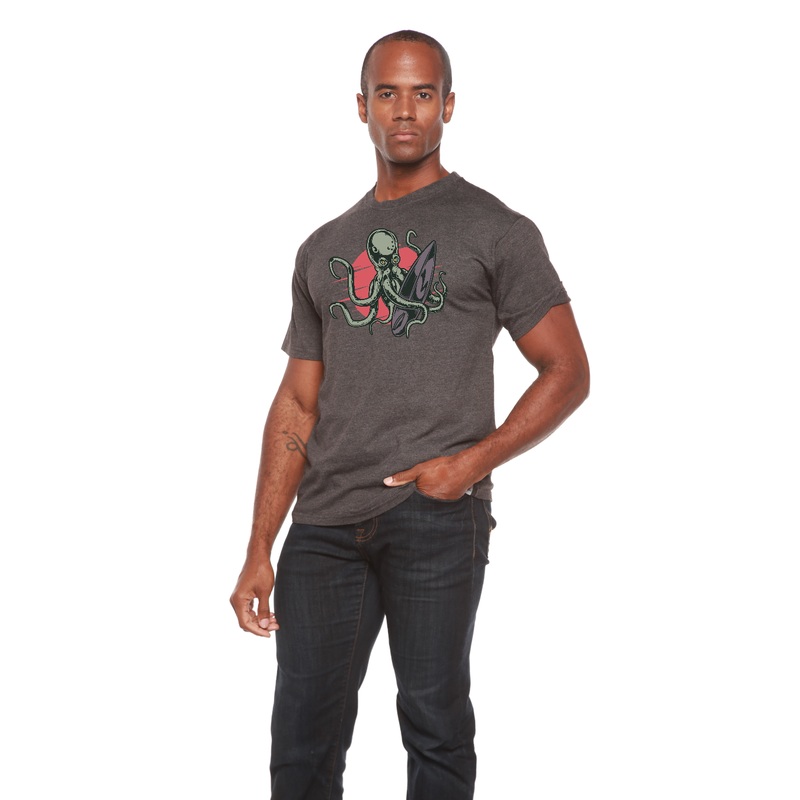 Octopus Men’s Bamboo Viscose/Organic Cotton Short Sleeve Graphic T-Shirt Medium Black