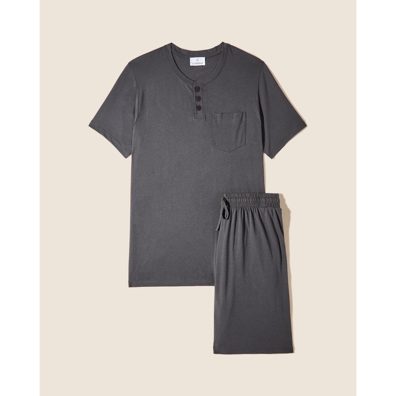 Set Pigiama Da Uomo Maglietta Girocollo E Pantaloncini Antracite S