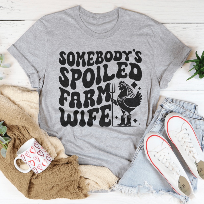 Somebodys Spoiled Farm Wife Tee Black Heather S
