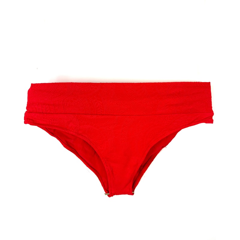 Red Embossed Fuller Coverage Bikini Bottom – XS, S, XXL Extra Small (Size 00/0)