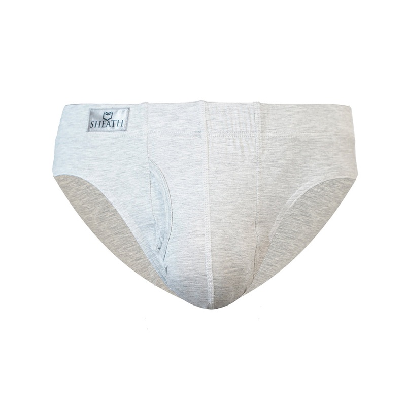 SHEATH Men’s Bamboo Dual Pouch Briefs HEATHER GRAY XS 24-26″