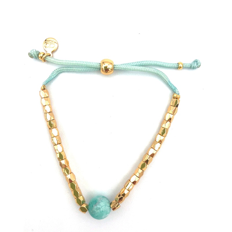 Teal Gold Rope Bracelet