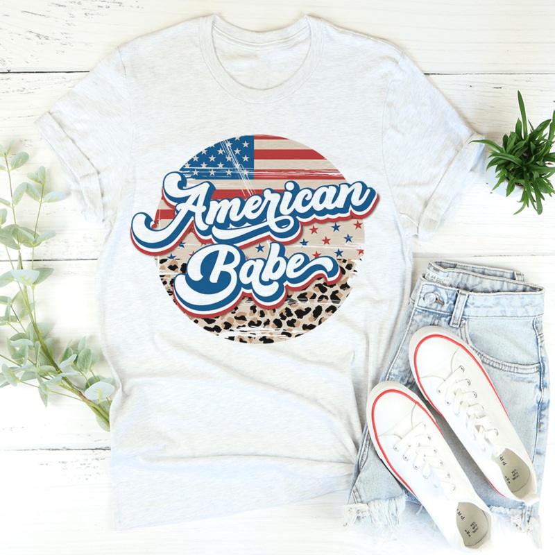 American Babe Leopard Tee Ash S